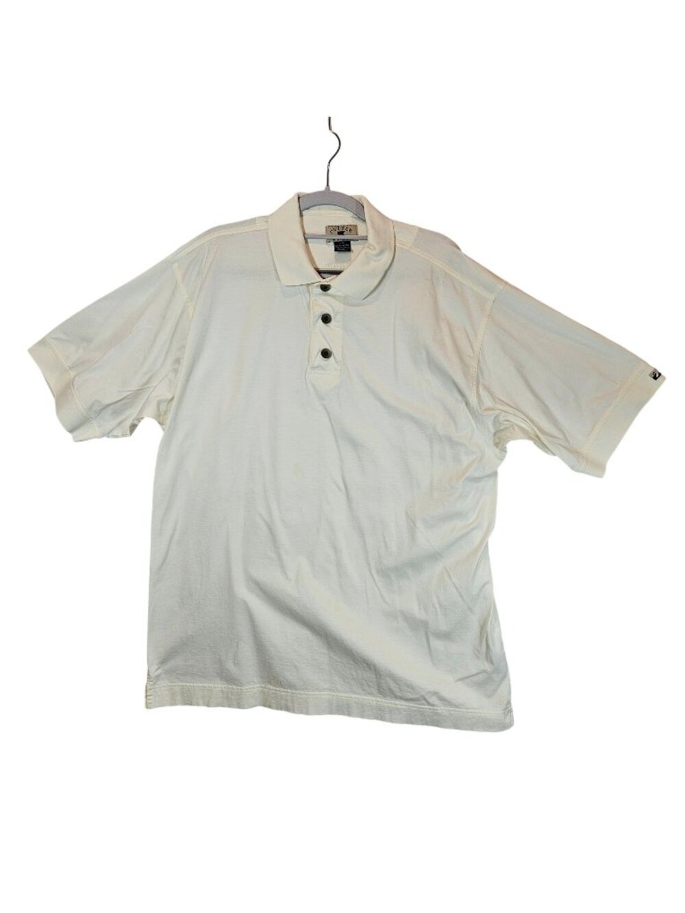 Cutter & Buck Mens L Ivory Short Sleeve Polo Shirt Cotton office Golf classic